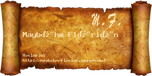 Mayböhm Flórián névjegykártya